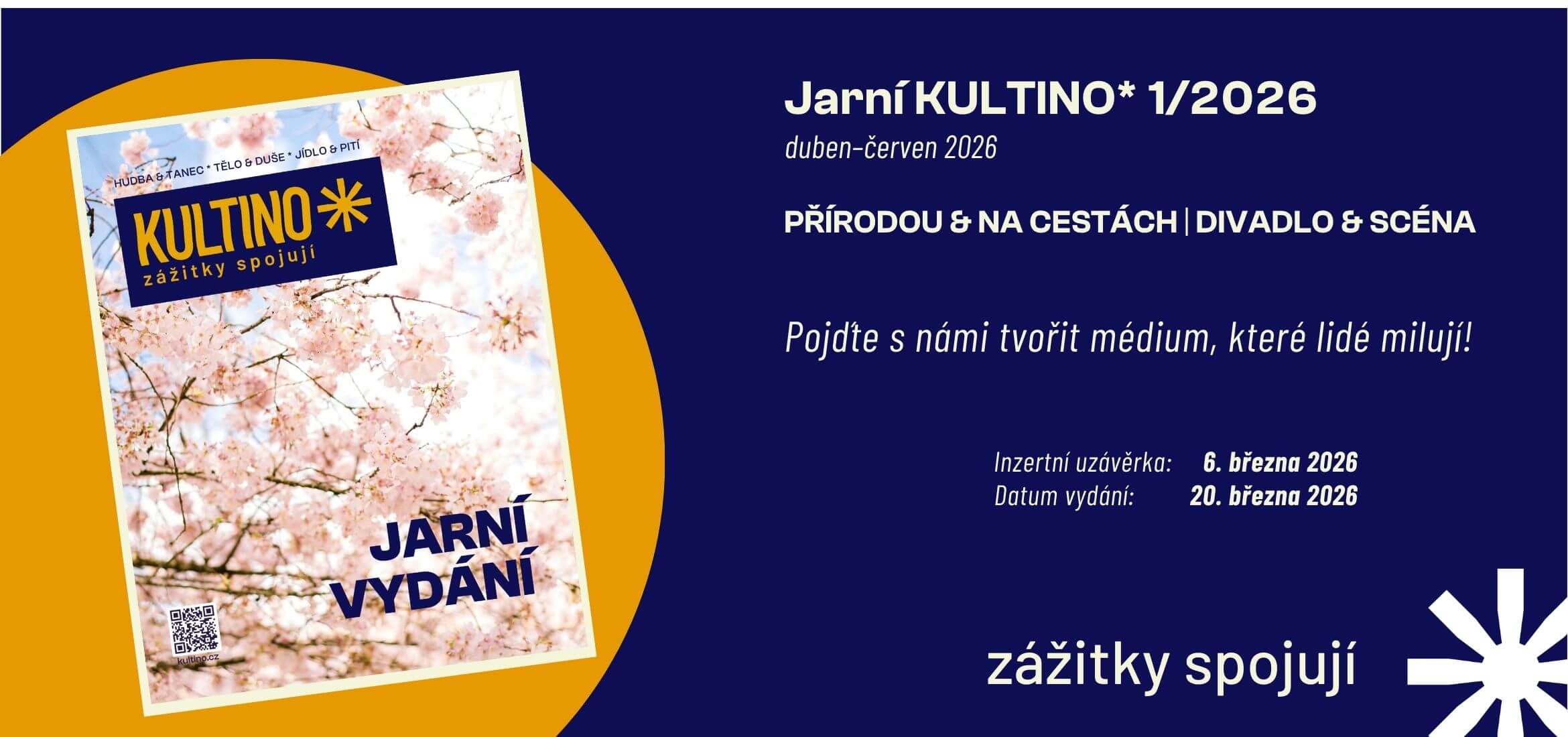 Banner na nové jarní vydání KULTINO* 1/2026
