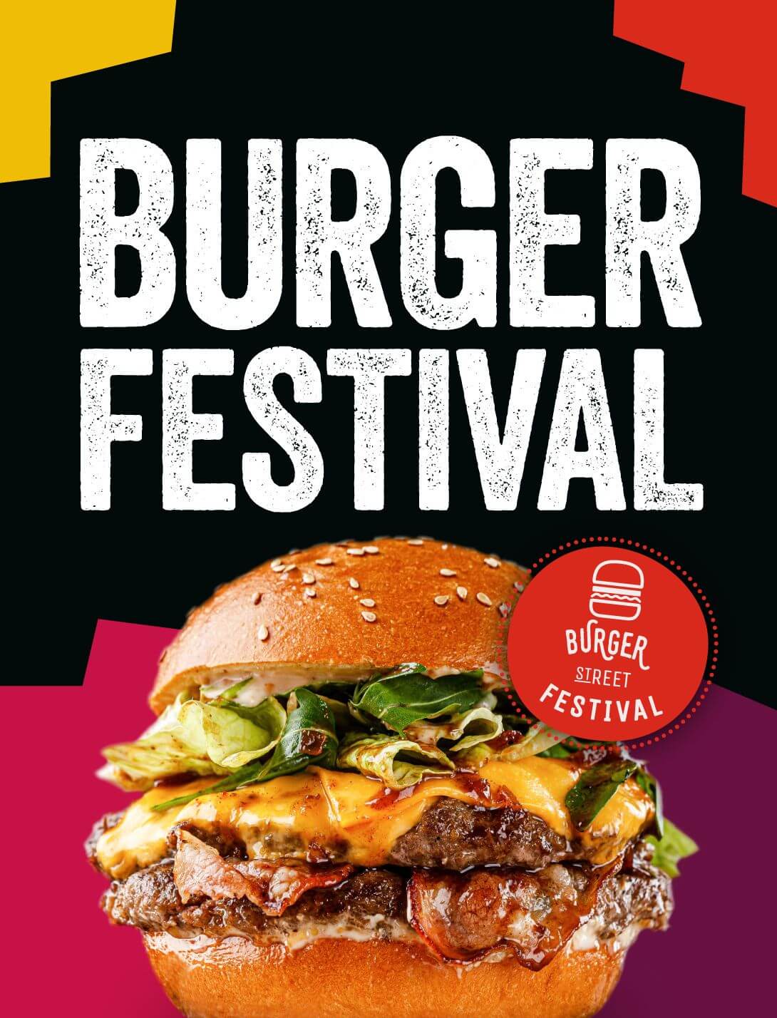 Putovní gastronomický gastrofestival Burger Street Festival 2026, soutěž žroutů Burger Battle, degustační miniburgery a zážitkový street food od vyhlášených burgermakerů. KULTINO*