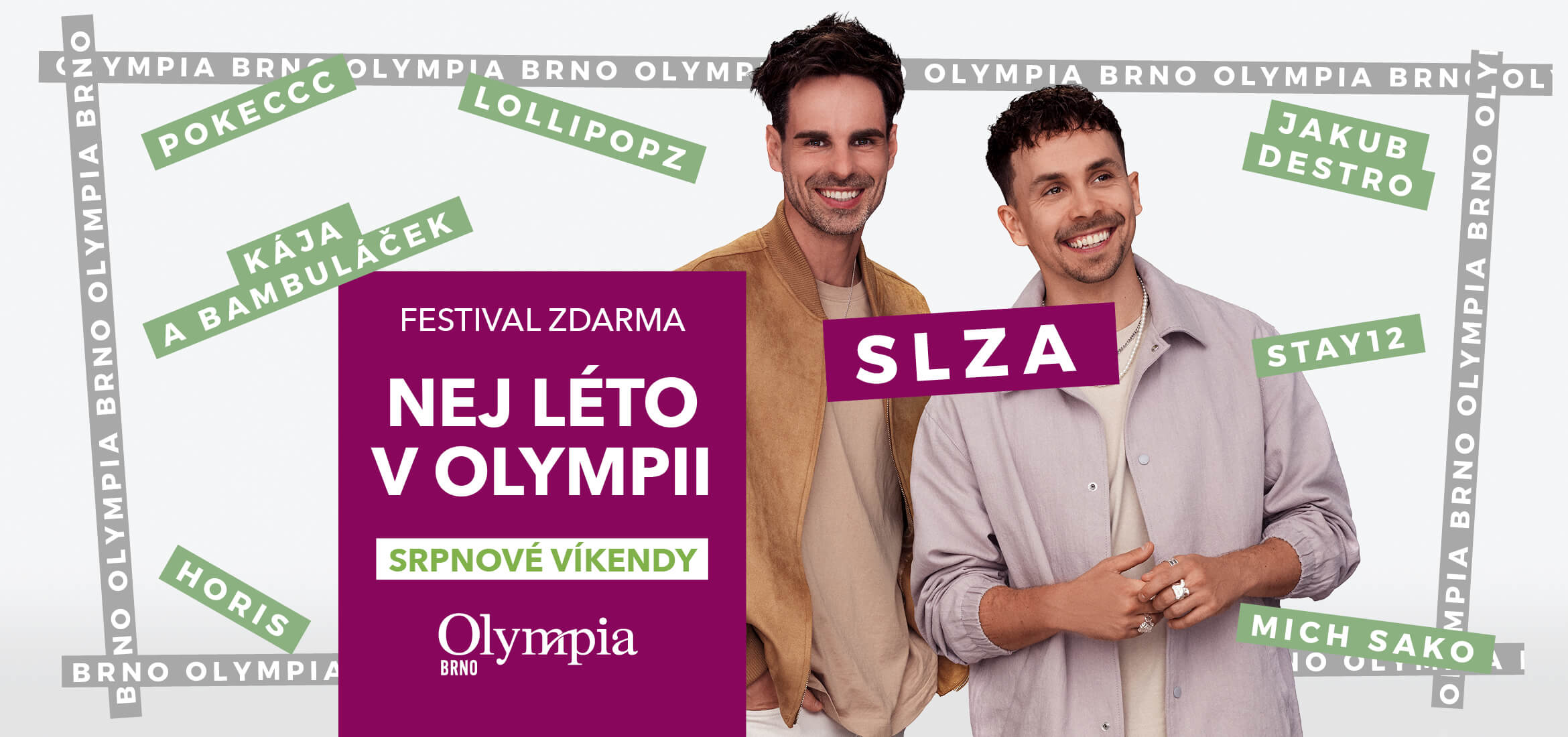 Informační banner k 3. ročníku oblíbené akce Nej léto v Olympia Brno. KULTINO*