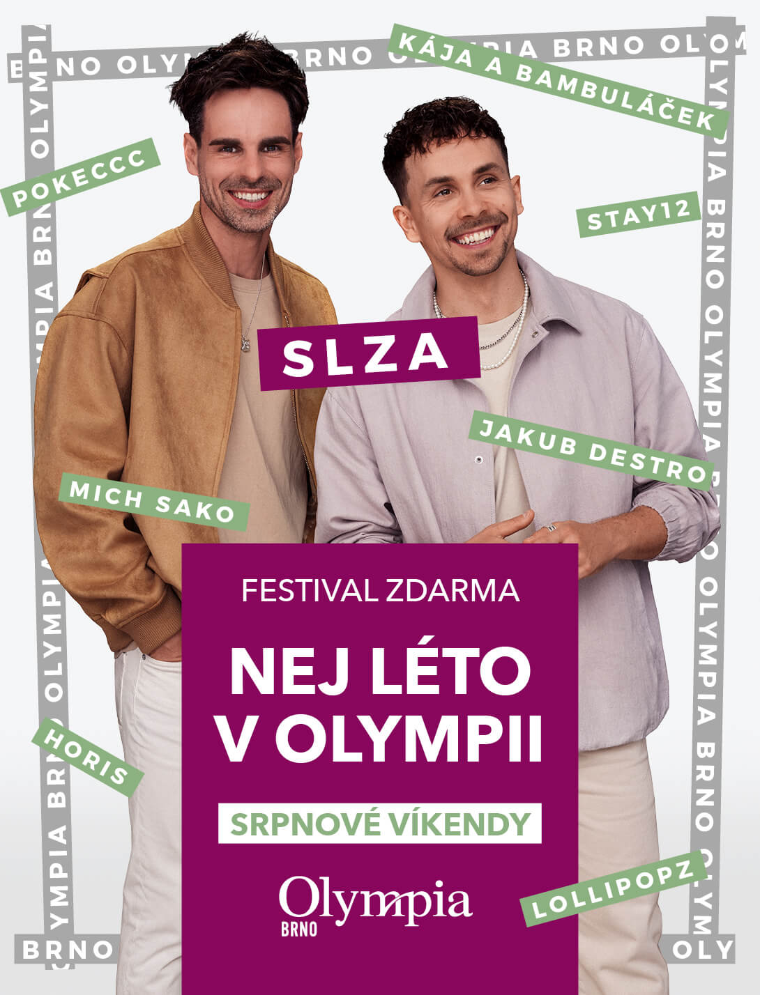 Informační banner k 3. ročníku oblíbené akce Nej léto v Olympia Brno. KULTINO*
