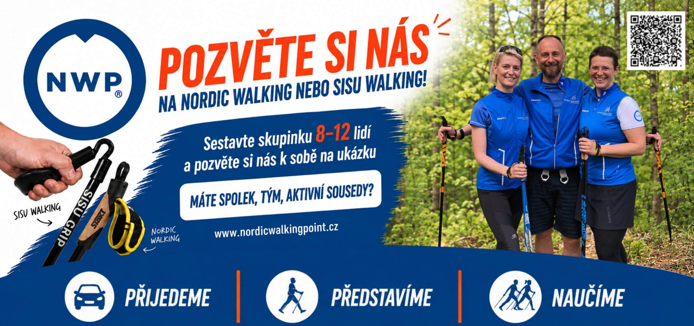 Reklamní banner na sportovní centrum Nordic sport Brno, Miroslava Mira, Nordic a Sisu Walking. KULTINO*