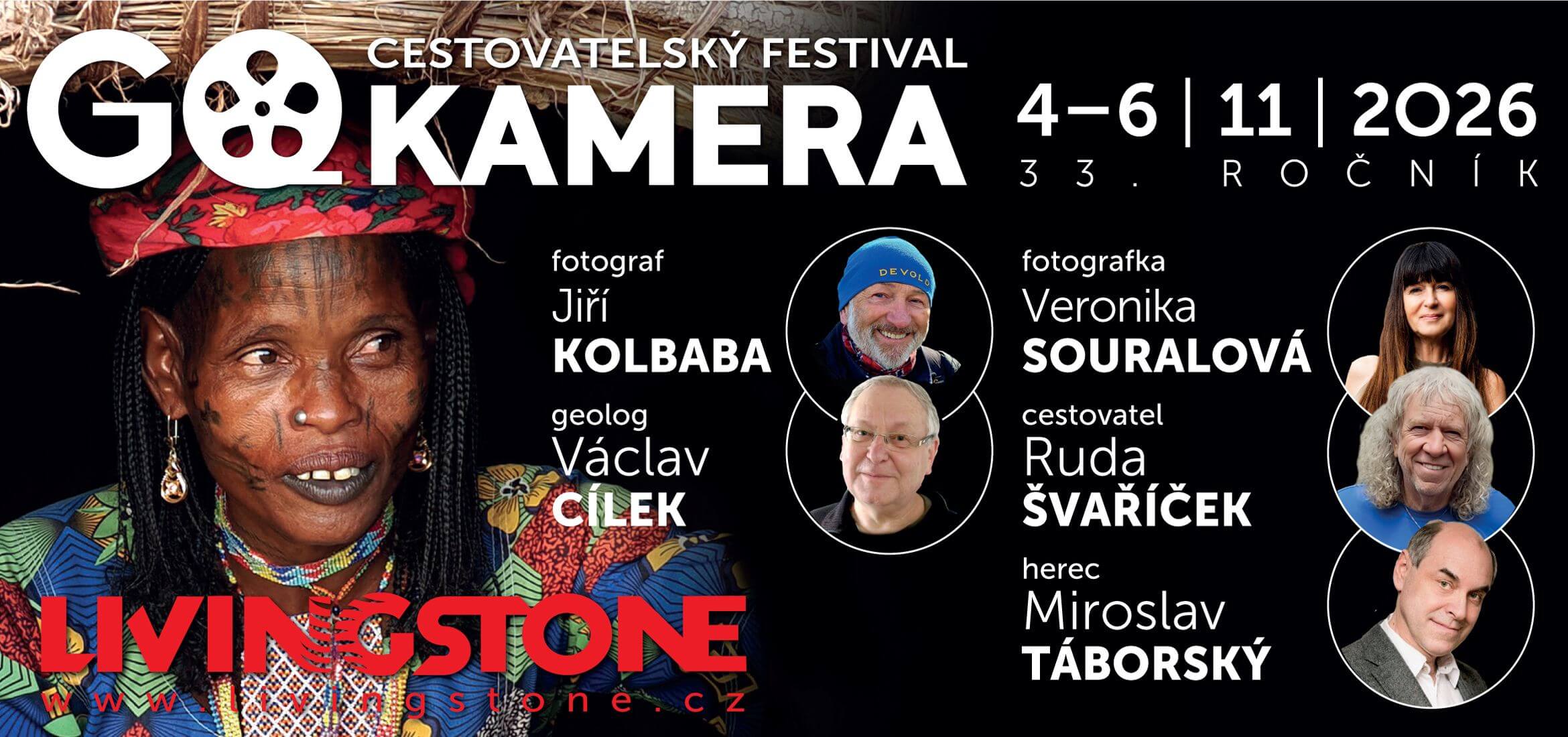 Banner k 33. ročníku cestovatelskému festivalu Go Kamera. KULTINO*