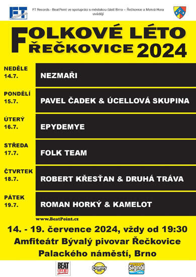 Hudba Nezmaři - Folkové léto Řečkovice 2024, Amfiteátr "Bývalý pivovar" Řečkovice. Magazín KULTINO* Brno