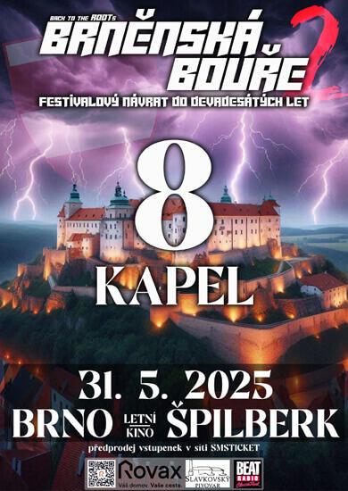 Hudba Brněnská Bouře 2025, Letní kino Špilberk. Magazín KULTINO* Brno