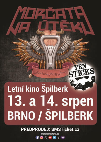 Hudba Morčata na útěku, Ten Sticks na Špilberku, Letní kino Špilberk. Magazín KULTINO* Brno