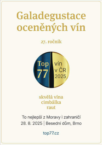 Akce Galadegustace 27. ročníku soutěže TOP 77 vín v ČR 2025, Besední dům. Magazín KULTINO* Brno