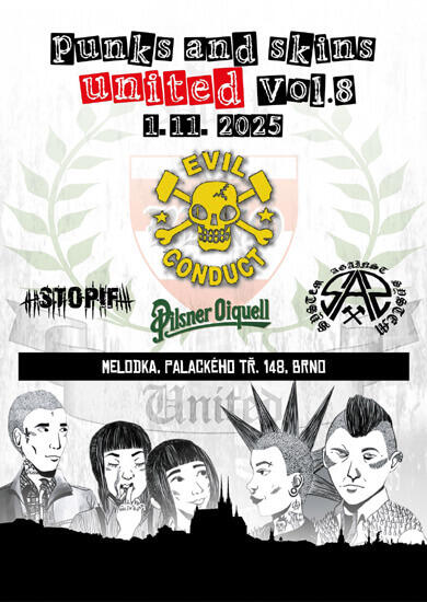 Hudba PUNKS and SKINS UNITED vol. 8, klub Melodka. Magazín KULTINO* Brno
