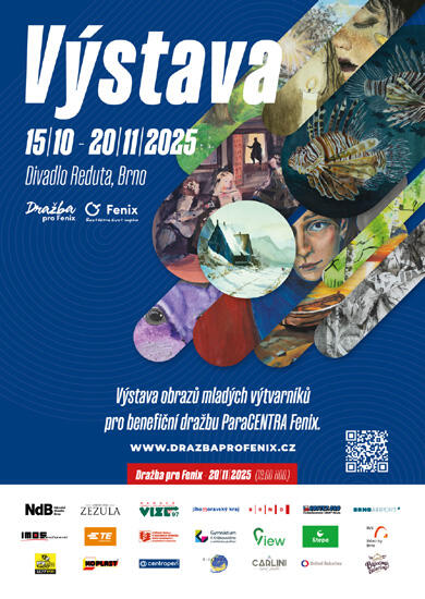 Vernisáž Výstava obrazů mladých výtvarníků pro benefiční dražbu ParaCENTRA Fenix, divadlo Reduta. Magazín KULTINO* Brno