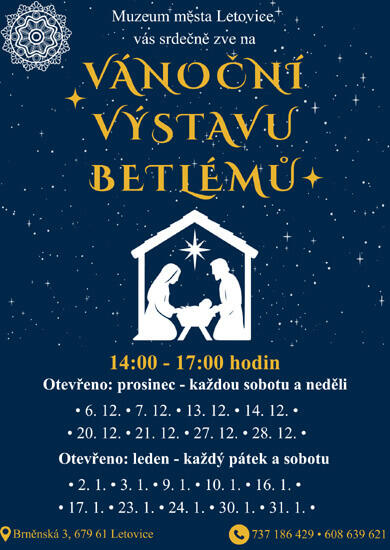 Akce VÁNOČNÍ VÝSTAVA BETLÉMŮ v Muzeu města Letovice, Muzeum města Letovice. Magazín KULTINO* Brno