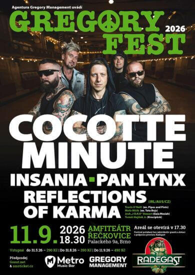 Hudební festival GREGORYFEST 2026, Amfiteátr Řečkovice, Brno. KULTINO*