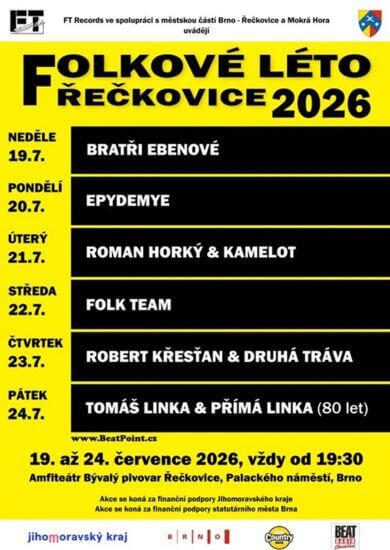 Koncert kapely Bratři Ebenové s Markem Ebenem v rámci festivalu Folkové léto Řečkovice v Amfiteátru Bývalý pivovar v Brně. KULTINO*