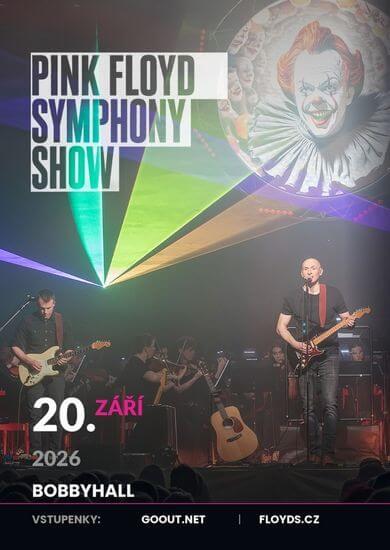 Rocková kapela Floyds a symfonický orchestr na pódiu Zoner BobyHall v Brně během velkolepé Pink Floyd Symphony Show s lasery. KULTINO*