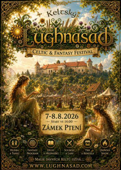Mezinárodní pohanský a keltský festival Lughnasad 2026 na nádvoří zámku Ptení u Prostějova s koncerty kapel Barbar Punk a Ariadne's Thread. KULTINO*