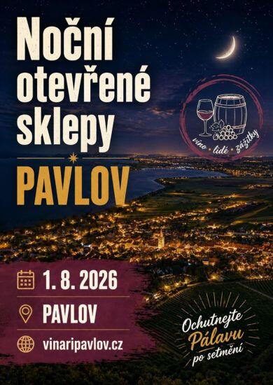 Večerní degustace pálavských vín s koštovací skleničkou během akce Noční otevřené sklepy v Pavlově. KULTINO*
