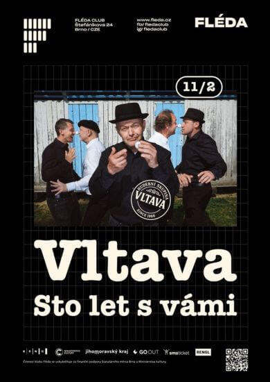 Česká hudební skupina Vltava s frontmanem Robertem Nebřenským během živého koncertu v rámci turné Sto let s vámi na brněnské Flédě. KULTINO*
