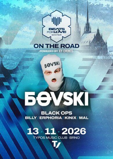 Klubová EDM party Beats for Love Winter ON THE ROAD s DJ Bovski v klubu Typos v Brně. KULTINO*