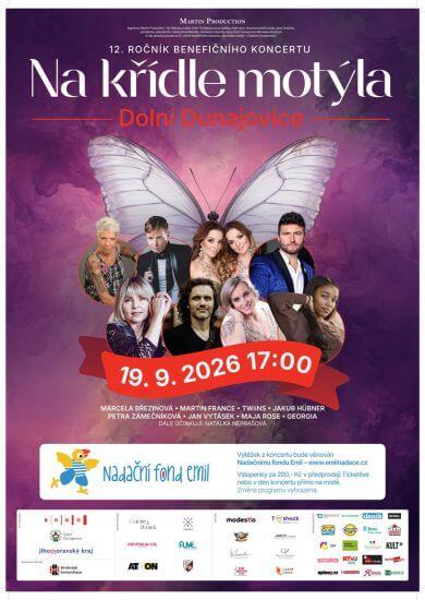 Benefiční koncert Na křídle motýla pro Nadační fond Emil v Dolních Dunajovicích s Marcelou Březinovou. KULTINO*