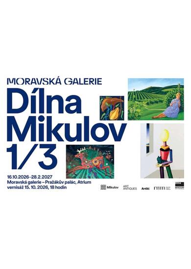Vizuál výstavy Dílna Mikulov 1/3 s ukázkami děl ze sbírky mikulovského sympozia v Moravské galerii. KULTINO*