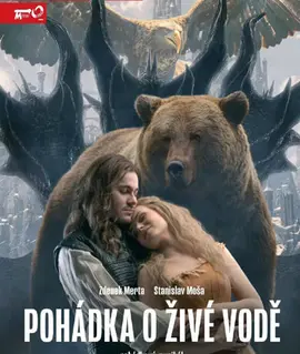 Medvěd, orel a hrad v pohádkové krajině na plakátu muzikálu Pohádka o živé vodě Městského divadla Brno. KULTINO*
