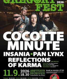 Hudební festival GREGORYFEST 2026, Amfiteátr Řečkovice, Brno. KULTINO*