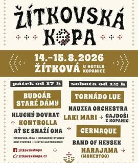 Pohodový komunitní festival Žítkovská KOPA v zahradě Hotelu Kopanice na Žítkové s koncerty alternativních kapel a jógou na louce. KULTINO*