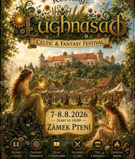 Mezinárodní pohanský a keltský festival Lughnasad 2026 na nádvoří zámku Ptení u Prostějova s koncerty kapel Barbar Punk a Ariadne's Thread. KULTINO*
