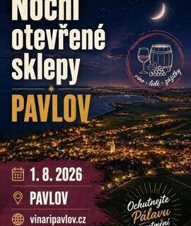 Večerní degustace pálavských vín s koštovací skleničkou během akce Noční otevřené sklepy v Pavlově. KULTINO*
