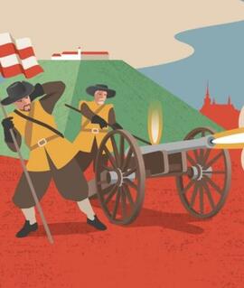 Vojáci v dobových uniformách z roku 1645 během rekonstrukce bitvy se Švédy na svahu Kraví hory při Dnu Brna. KULTINO*