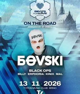 Klubová EDM party Beats for Love Winter ON THE ROAD s DJ Bovski v klubu Typos v Brně. KULTINO*