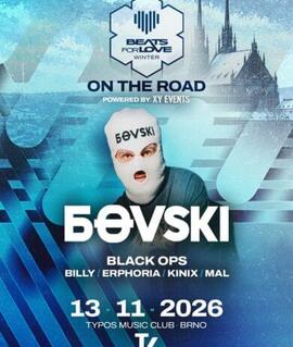 Klubová EDM party Beats for Love Winter ON THE ROAD s DJ Bovski v klubu Typos v Brně. KULTINO*
