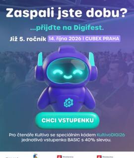 Jubilejní 5. ročník konference a veletrhu Digifest 2026 o AI a digitalizaci v Cubex Centru Praha. KULTINO*